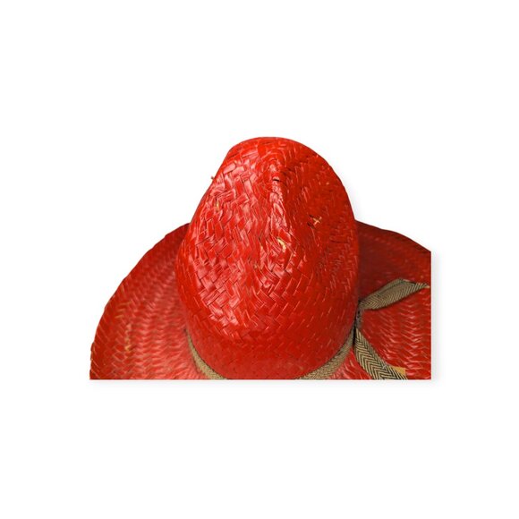 Vintage American Harvest Hat Co Sun Toppers Red Woven Straw Hat Size Medium - Picture 5 of 14